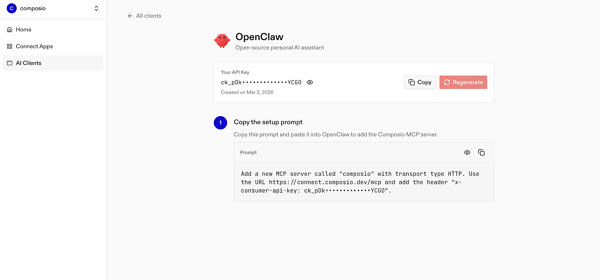 노션과 오픈클로 연동 모습 [사진: composio]