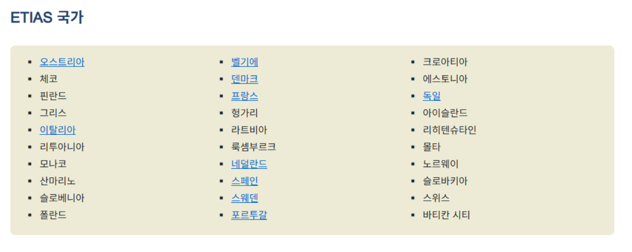 ETIAS 국가 / 사진=ETIAS 공식 홈페이지