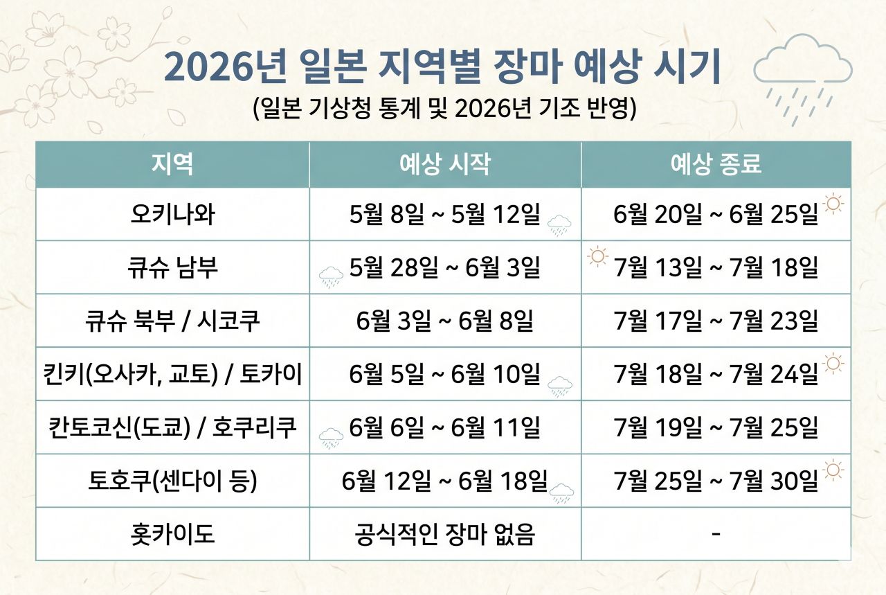 2026 일본 장마 기간 예상 시기 / ⓒ인포매틱스뷰