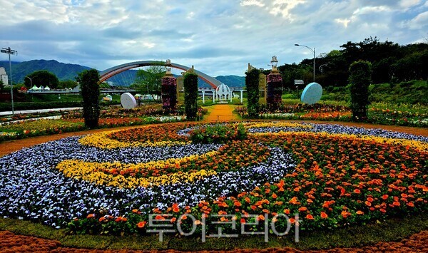 21일 촬영한 하니움문화스포츠센터 공설운동장에서 열린 2026 화순 봄꽃 축제장 모습. /사진-유정석 기자