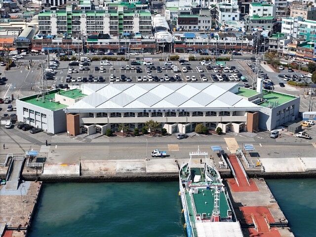 View of Tongyeong Port\'s passenger ferry terminal.