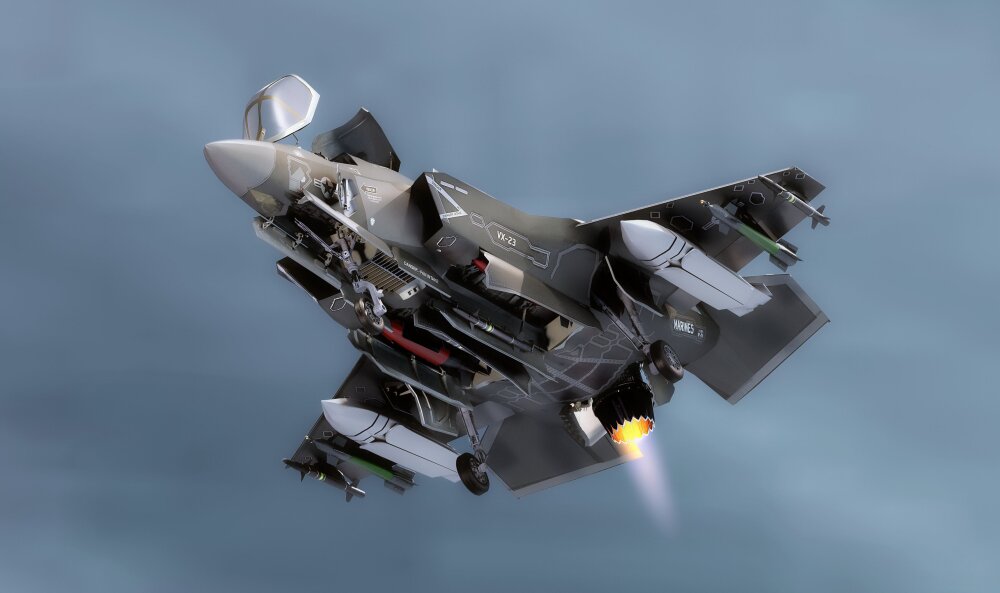 F35-b 라이트닝 II 전투기 Rigged 조종석 포함 3D 모델 - 다운로드 전투기 켜기 3DModels.org