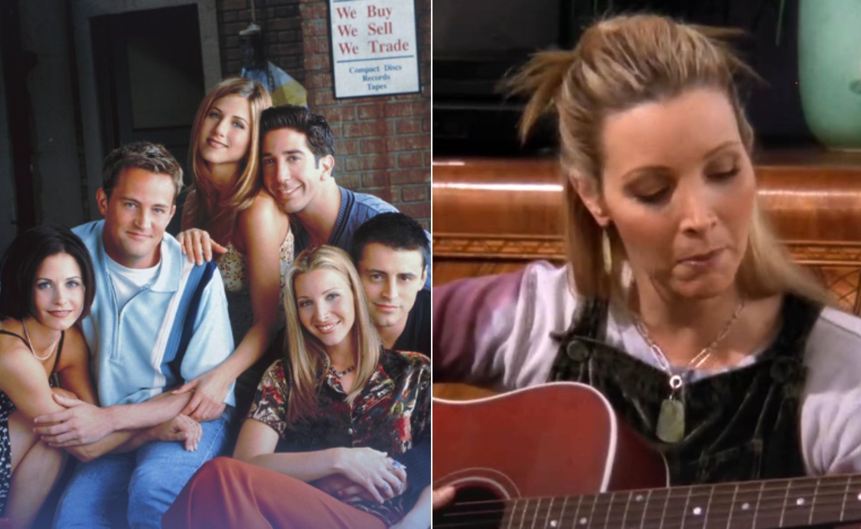 Friends Cast (left) and Lisa Kudrow (right) / Credit: Friends Official Instagram