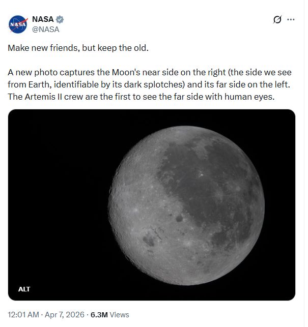 Credit: NASA Official X Account