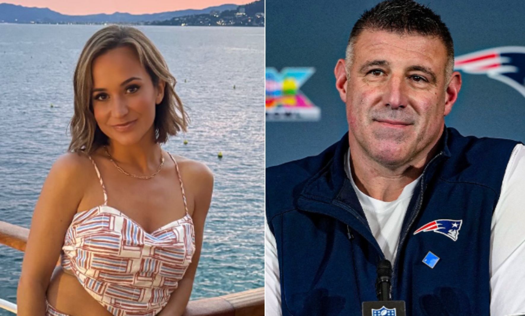 NFL Reporter Dianna Russini and Patriots Coach Mike Vrabel / Credit: Instagram and X