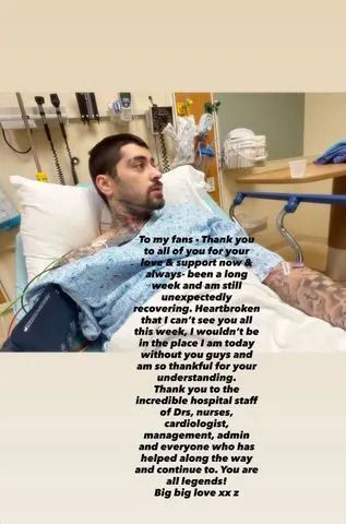 Zayn Malik Announces Hospitalization / Credit: Zayn Malik\'s Official Instagram