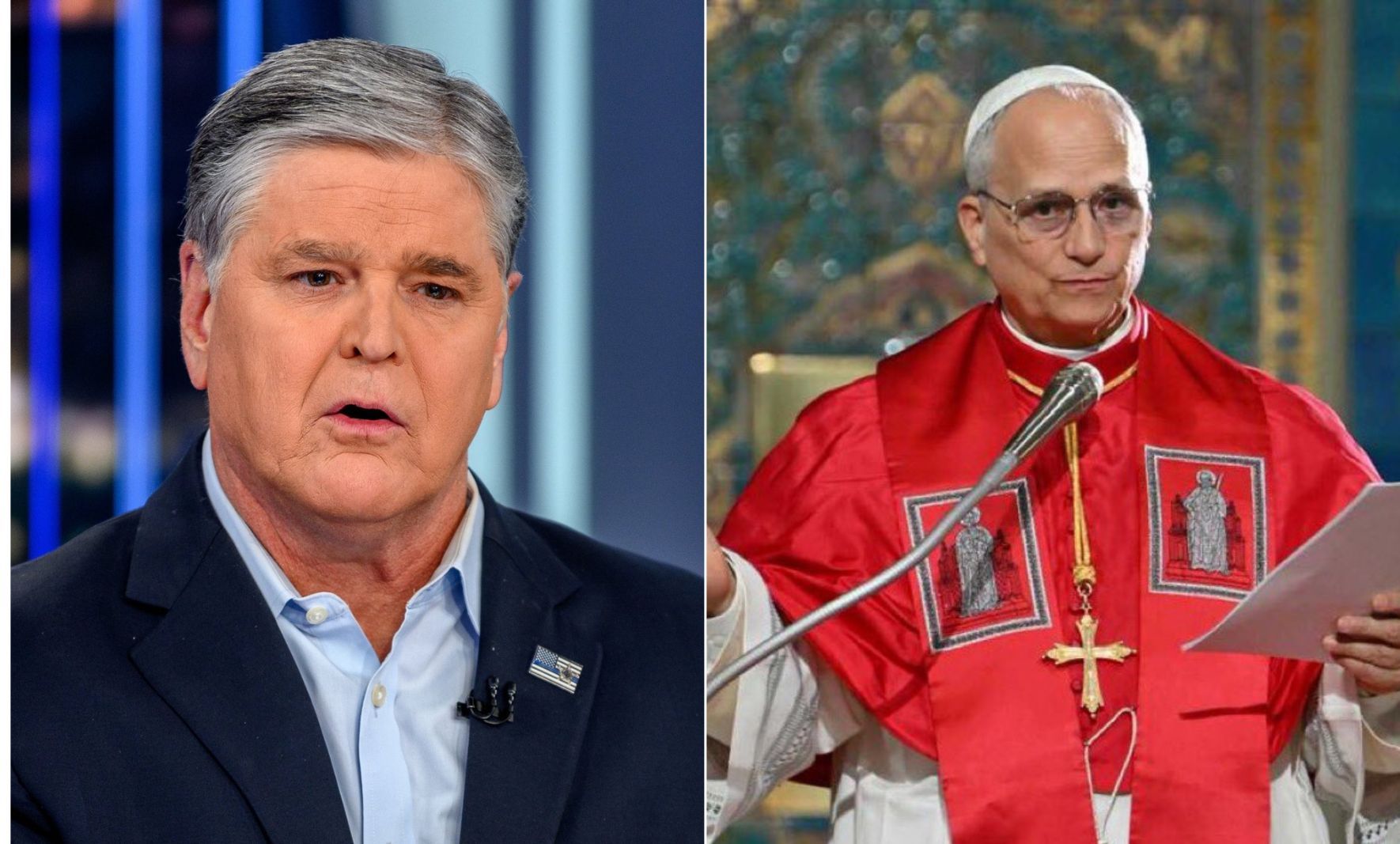 Sean Hannity and Pope Leo XIV / Credit: X