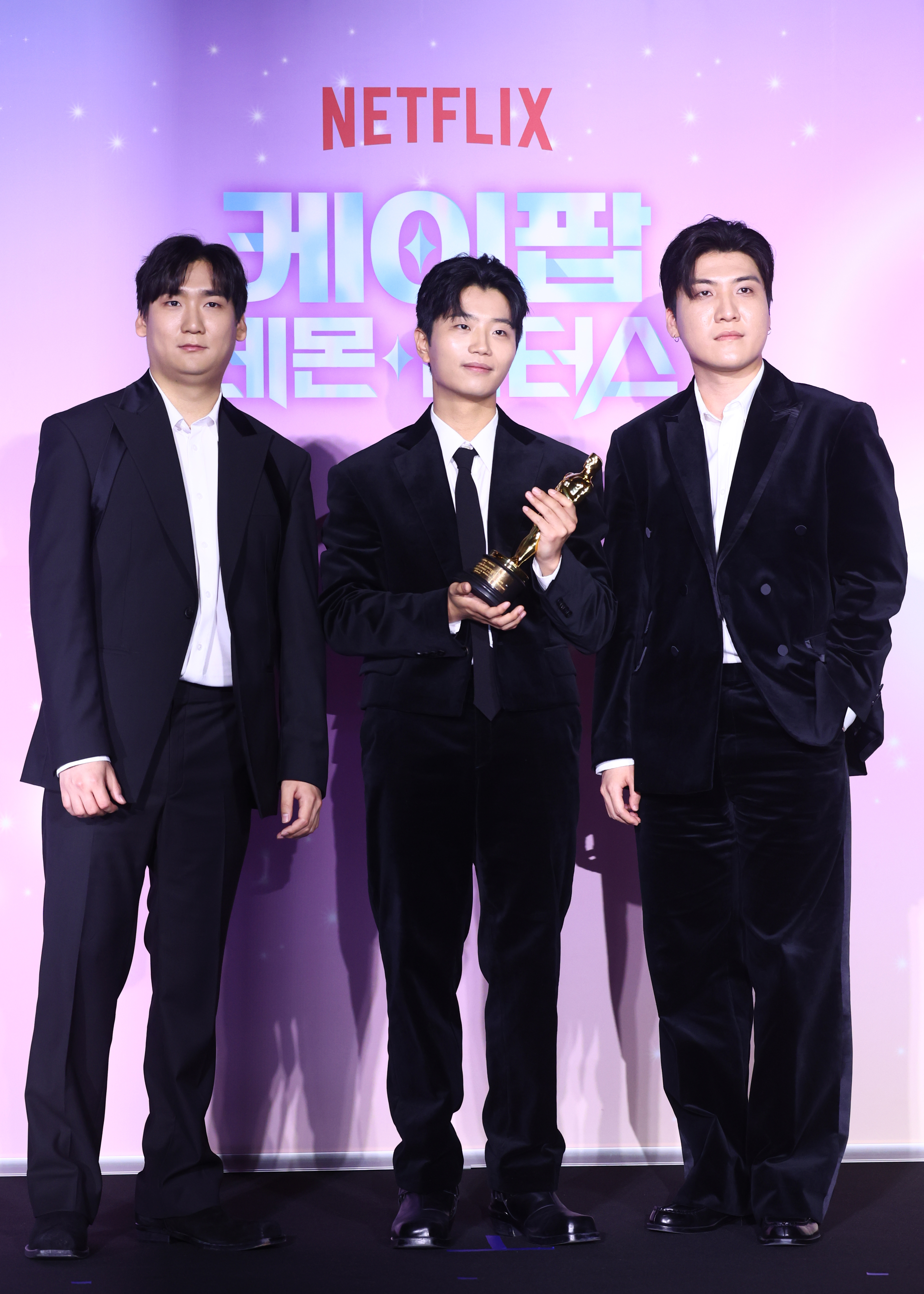 〈케이팝 데몬 헌터스〉 아카데미 수상 기념 기자간담회. (왼쪽부터) IDO 남희동, 이유한, 곽중규