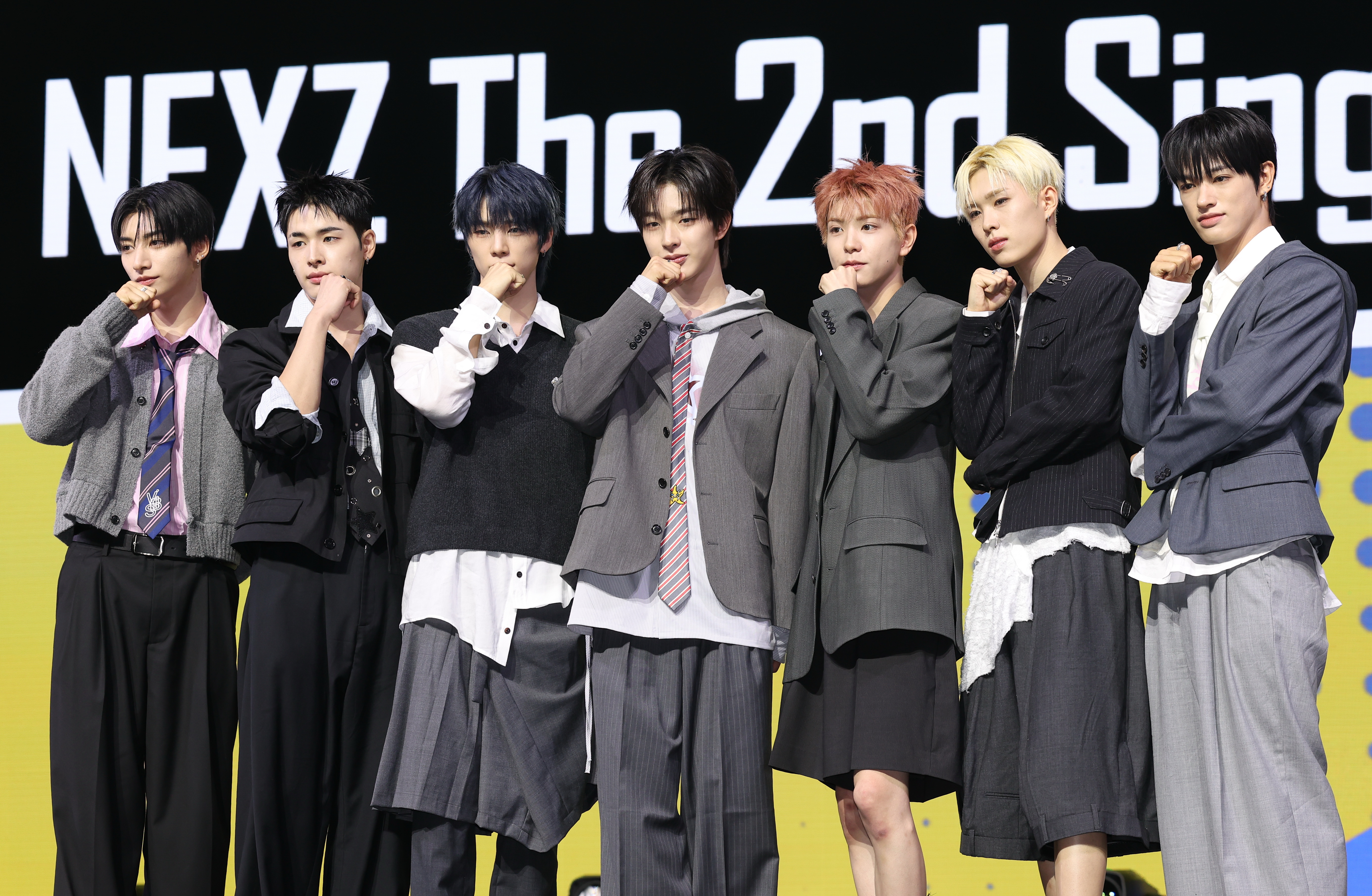 2번째 싱글 발표한 넥스지(NEXZ) 27일 서울 용산구 블루스퀘어에서 열린 '음츠크'(Mmchk) 발표회