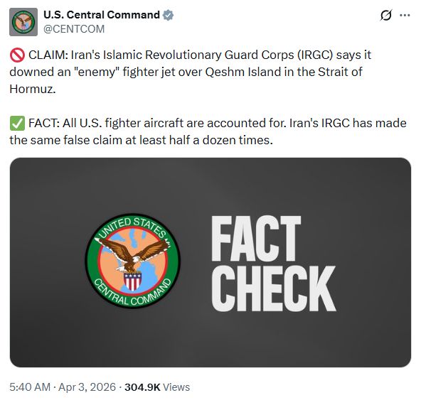 引用：米中央軍（CENTCOM）のSNS