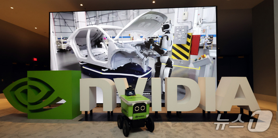 A server delivery robot is displayed at the NVIDIA exhibition booth at CES 2026 in Las Vegas on Jan. 8, 2026. / Courtesy of News1
