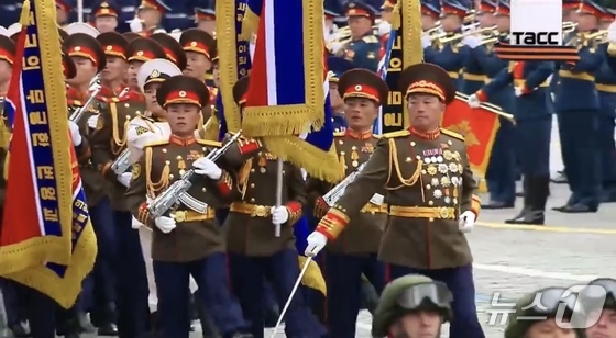North Korean troops march during Russia’s Victory Day military parade on May 9. / Courtesy of Russian state media outlet TASS’ X account