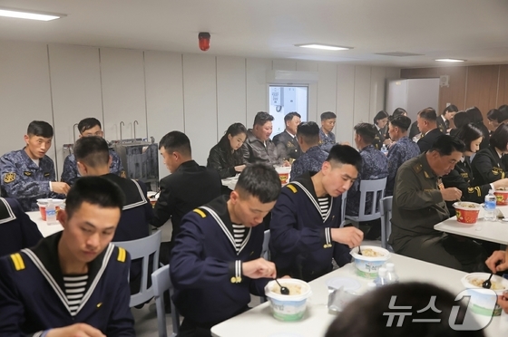 North Korean leader Kim Jong Un visits the destroyer Choe Hyon on May 7 ahead of its commissioning, according to Rodong Sinmun on May 8. / Courtesy of News1