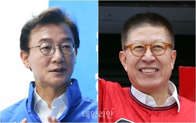 전재수(왼쪽) 더불어민주당 부산시장 후보, 박형준 국민의힘 부산시장 후보 ⓒ데일리안 방규현 기자·뉴시스
