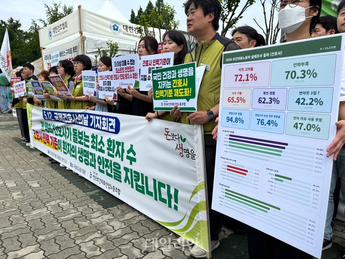 전국보건의료산업노동조합이 12일 서울 여의도 국회 앞에서 