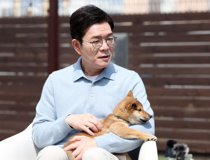 정원오 더불어민주당 서울시장 후보가 10일 서울 동대문구 도그어스플래닛에서 진행된 