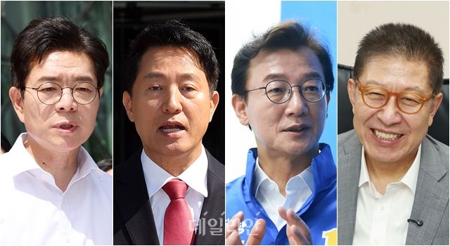 (왼쪽부터) 서울시장 선거에 출마한 더불어민주당 정원오·국민의힘 오세훈 후보, 부산시장 선거에 출마한 더불어민주당 전재수·국민의힘 박형준 후보 ⓒ데일리안 홍금표·방규현 기자