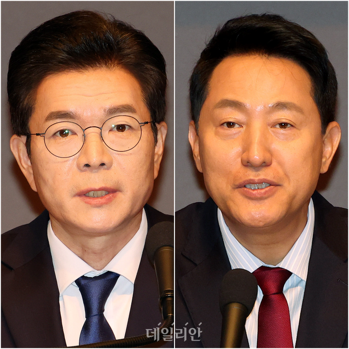 정원오(왼쪽) 더불어민주당 서울시장 후보와 오세훈 국민의힘 서울시장 후보. ⓒ데일리안 홍금표 기자