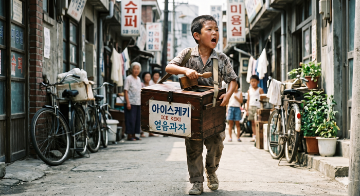 더운 여름 아이스케키를 팔고 있는 모습·해당 이미지는 AI로 제작됨