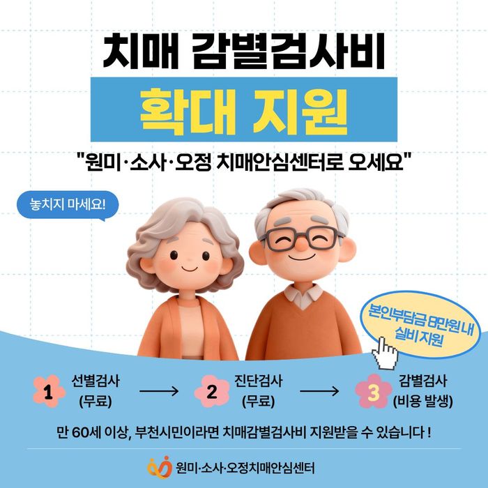 만 60세 이상 부천시민 치매감별검사비 확대 지원 홍보 이미지ⓒ부천시제공