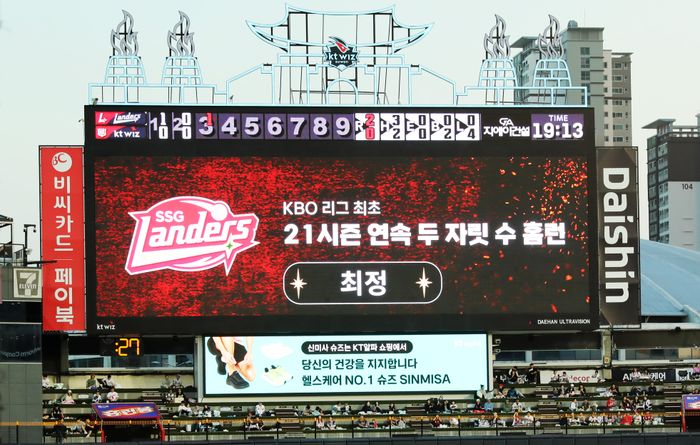 21시즌 연속 두 자릿수 홈런을 달성한 최정. ⓒ SSG 랜더스
