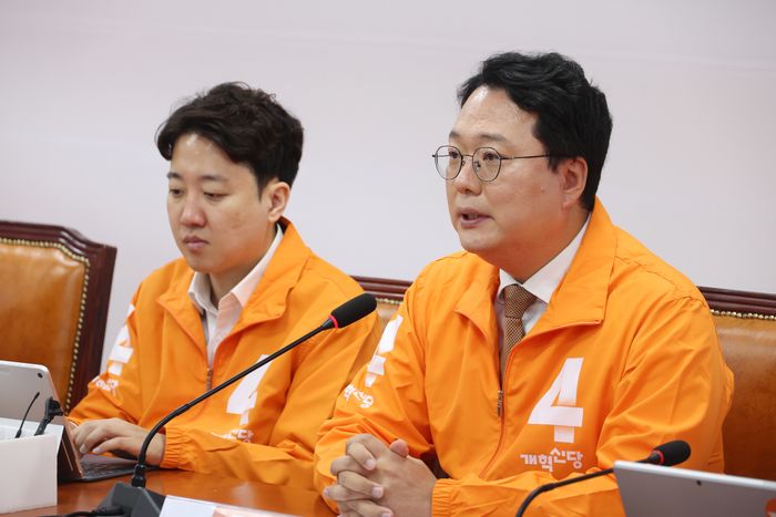 천하람 개혁신당 원내대표가 11일 서울 여의도 국회에서 열린 6.3 지방선거 중앙선거대책위원회에서 발언하고 있다. ⓒ뉴시스