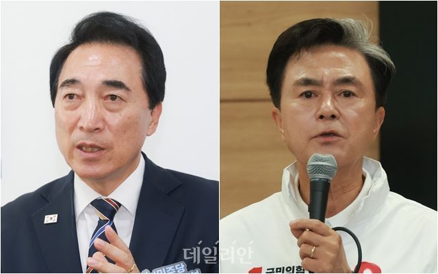 박수현(왼쪽) 더불어민주당 충남도지사 후보, 김태흠 국민의힘 충남도지사 후보 ⓒ데일리안 방규현 기자