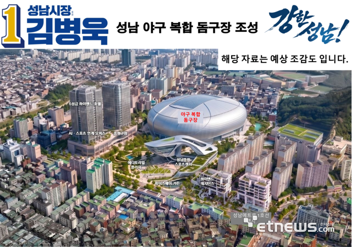 김병욱 더불어민주당 성남시장 후보, 성남 야구 복함 돔구장 조성 조감도.