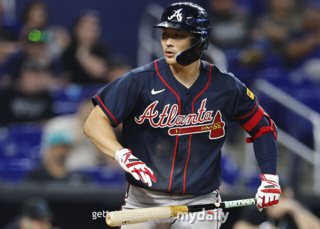 MLB 애틀랜타에서 뛰고 있는 김하성이 지난 5월 20일 마이애미 말린스전 볼넷으로 출루하고 있다./게티이미지코리아
