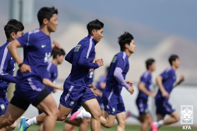 대한민국 축구대표팀이 미국 솔트레이크시티에서 진행된 전지 훈련을 하고 있다./대한축구협회 제공
