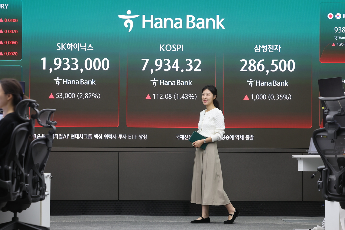 ‘8천 육박’ 코스피, 오늘도 장중 최고치. 연합뉴스