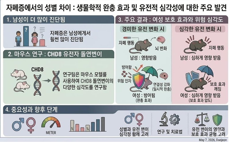 자폐증의 성별 차이와 유전적 심각성에 따른 기전 연구. IBS