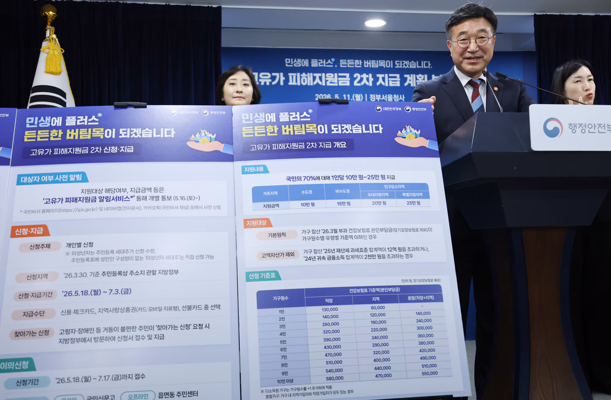 윤호중 행정안전부 장관이 11일 오전 서울 종로구 정부서울청사에서 고유가 지원금 2차 지급계획을 발표하고 있다. /연합뉴스
