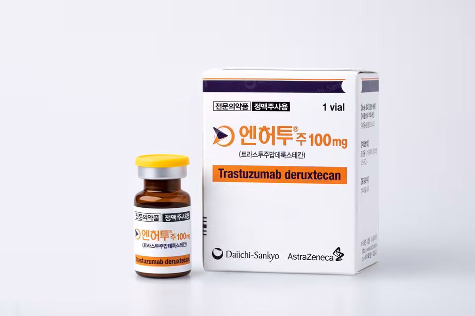 항체약물접합체(ADC) 신약 '엔허투'(성분명 트라스투주맙+데룩스테칸). /한국다이이찌산쿄