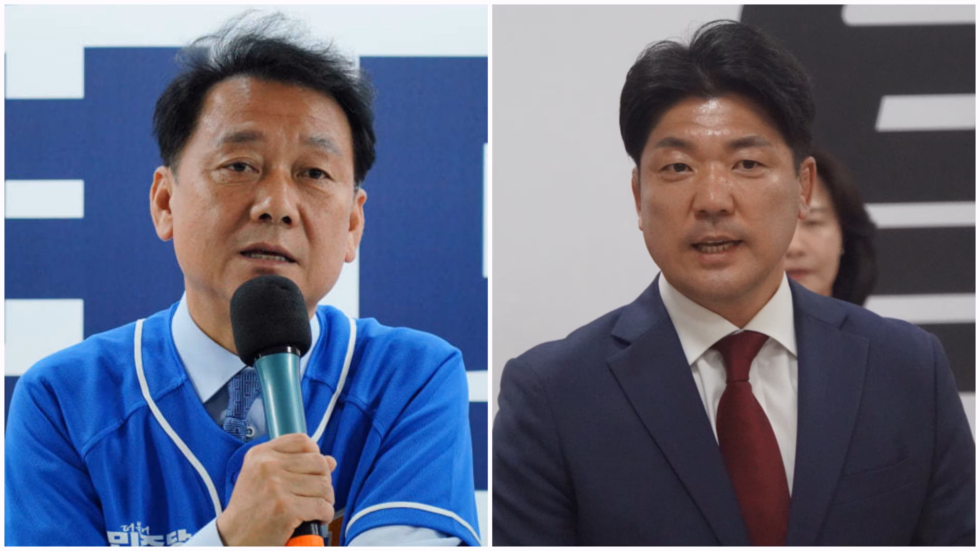 경기 하남갑 국회의원 보궐선거에 출마한 이광재 더불어민주당 후보(왼쪽)와 이용 국민의힘 후보(오른쪽)./뉴스1