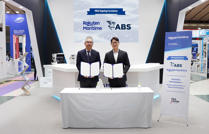 라쿠텐 마리타임과 ABS가 SEA Japan 2026에서 해양 사이버보안 관련 업무협약을 공식 체결했다. / 라쿠텐 마리타임