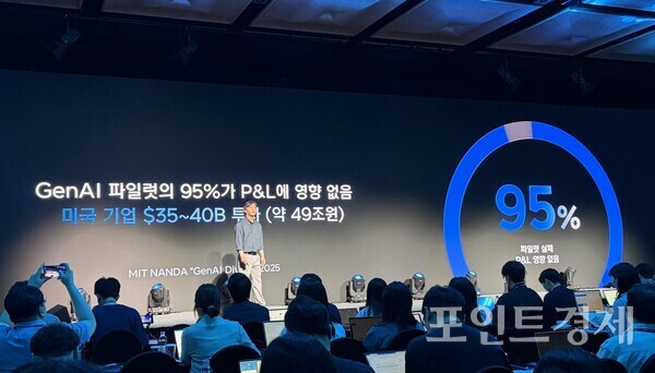 안성민 NHN엔터프라이즈 대표가 '서비스 레이어' 세션 발표를 진행하고 있다. (포인트경제)