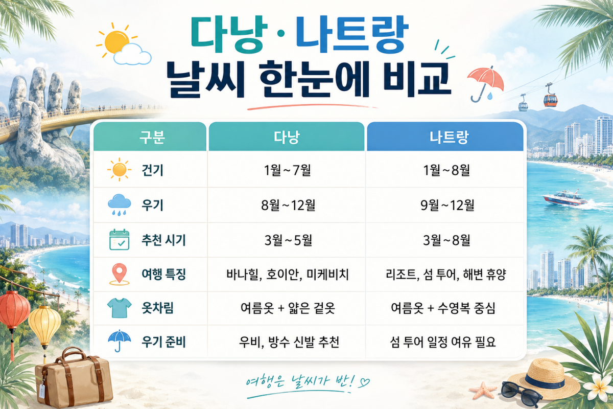 다낭 나트랑 날씨 비교 / ⓒ인포매틱스뷰