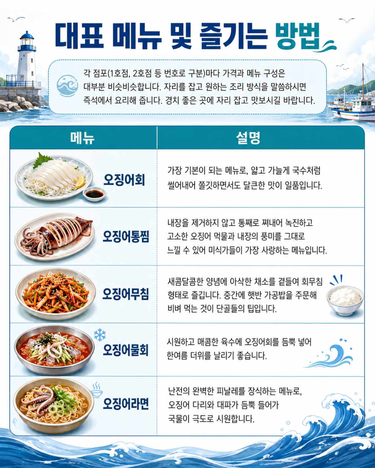 속초 오징어 난전 대표 메뉴 / ⓒ인포매틱스뷰