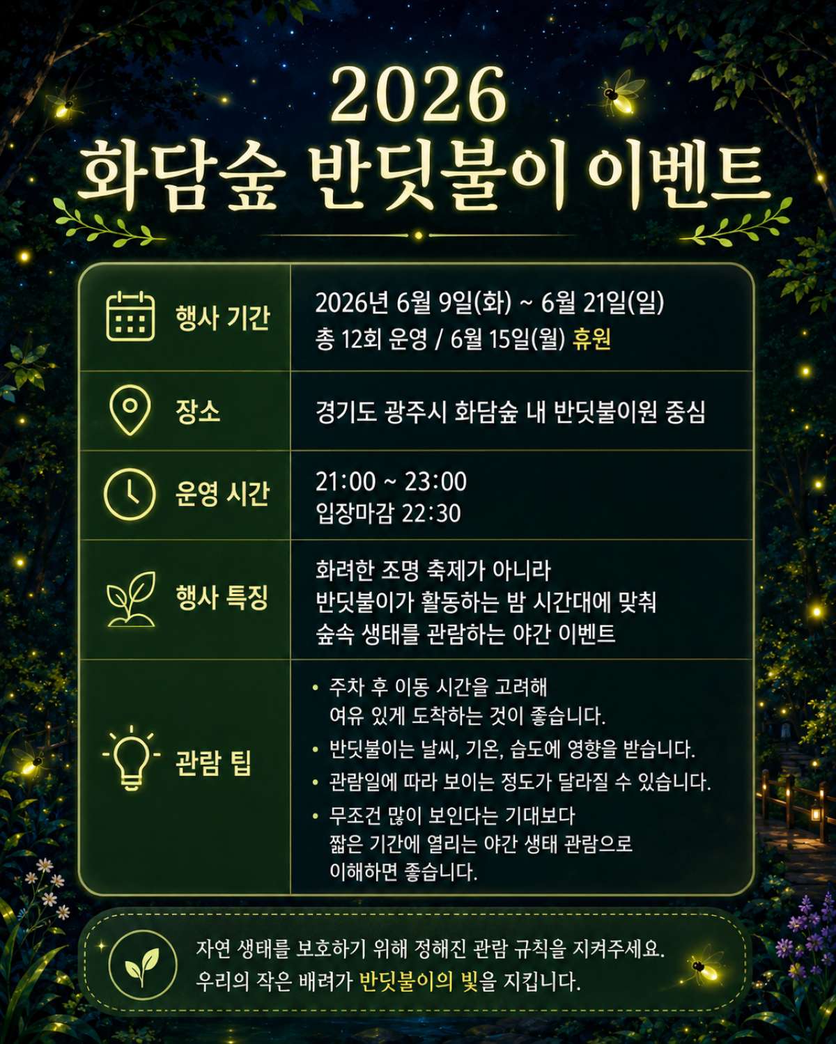 2026 화담숲 반딧불이 이벤트 / ⓒ인포매틱스뷰