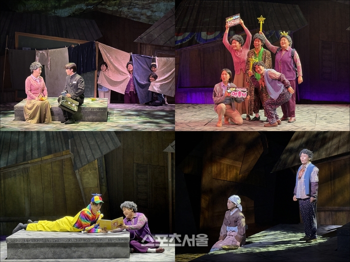 19일 뮤지컬 ‘오지게 재밌는 가시나들’ 프레스콜에서 배우들이 4명 할머니의 과거를 회상하는 장면을 시연하고 있다. 글·사진 | 표권향 기자 gioia@sportsseoul.com