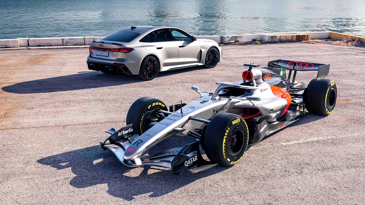 2027 아우디 RS 5 핫랩 카 B10와 아우디 F1 리버리 / 사진=아우디