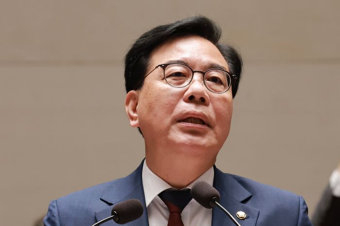국민의힘 송언석 원내대표가 4일 국회에서 열린 의원총회에서 발언하고 있다. ⓒ연합뉴스