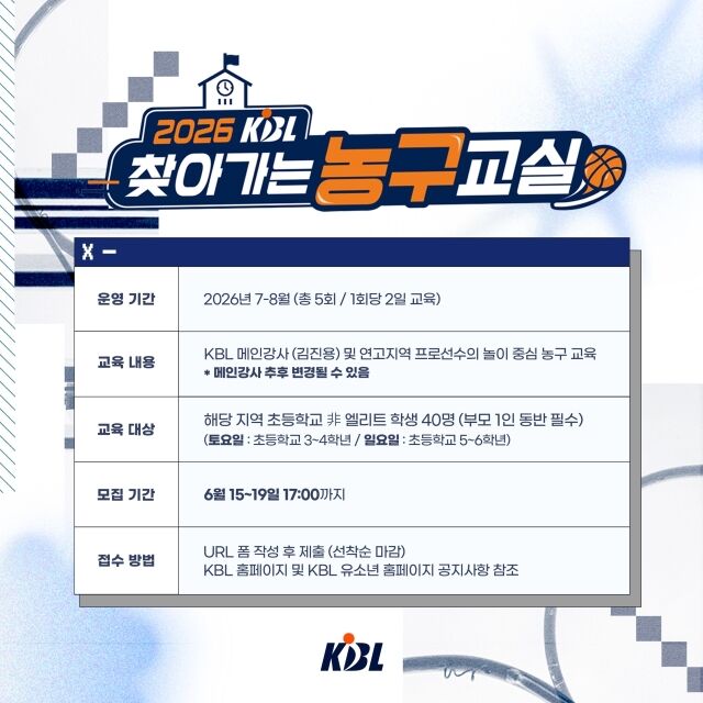 KBL이 찾아가는 농구교실을 개최한다./KBL 제공