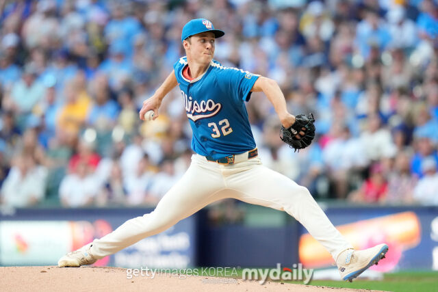 MLB 밀워키 브루어스 투수 제이콥 미시오로브스키는 올 시즌 리그에서 가장 빠른 공을 던지는 선발투수가 됐다./게티이미지코리아