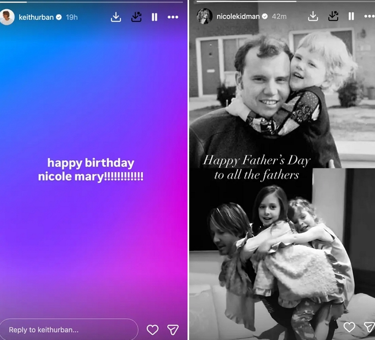 引用：Instagram@keithurban、Instagram＠nicolekidman