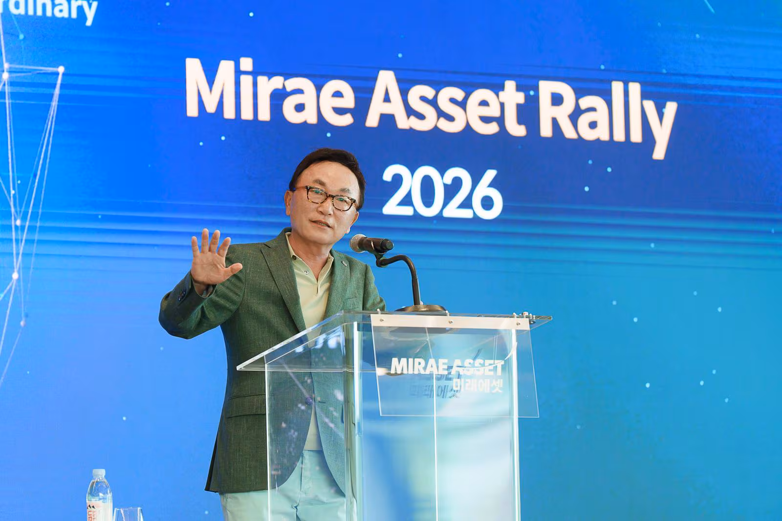 지난 1일 강원도 세이지우드 홍천에서 열린 'Mirae Asset Rally 2026'에서 박현주 미래에셋그룹 회장이 발언하고 있다./미래에셋자산운용 제공.