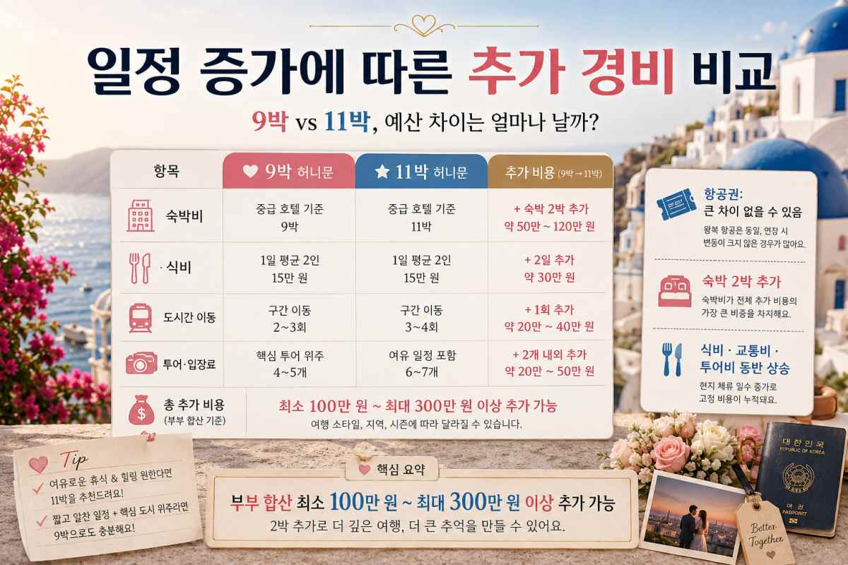 일정 증가에 따른 추가 경비 비교하기 / Designed by Magnific