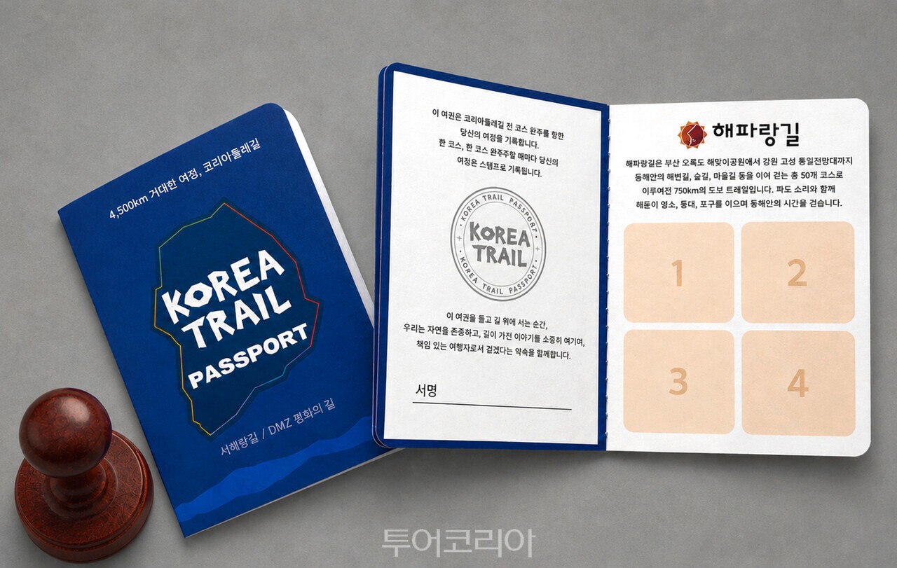 코리아둘레길 걷는사진 코리아둘레길 스탬프북 /사진- 승우여행사