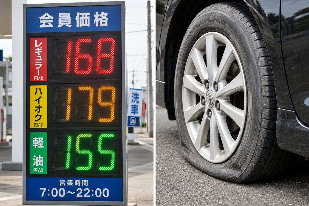 タイヤの空気圧と燃費 引用：記事の内容と関連しAIツールで作成されたイメージ